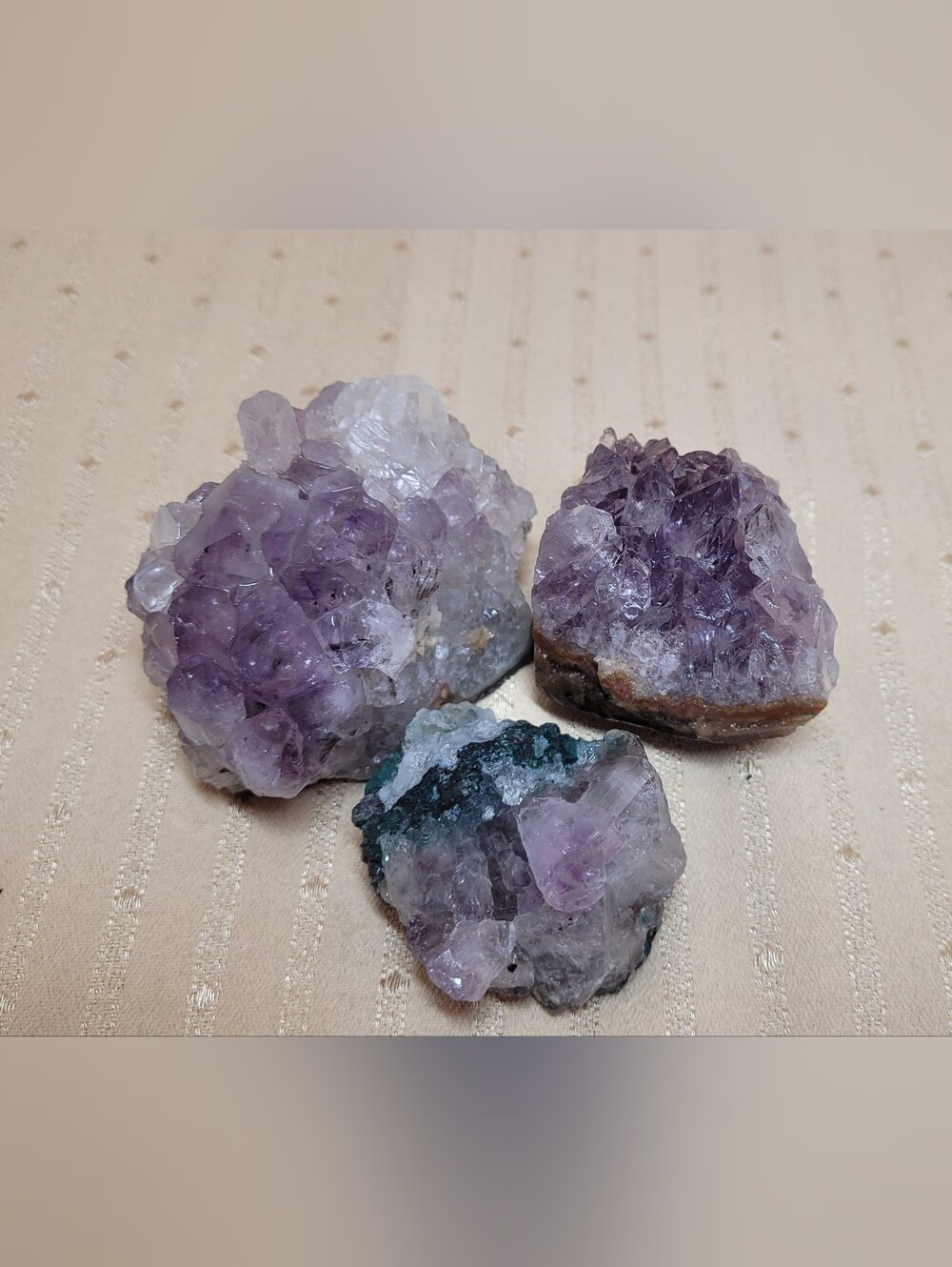 Set of 3 Natural Raw Amethyst Crystals, Boho Room & Shelf Decor